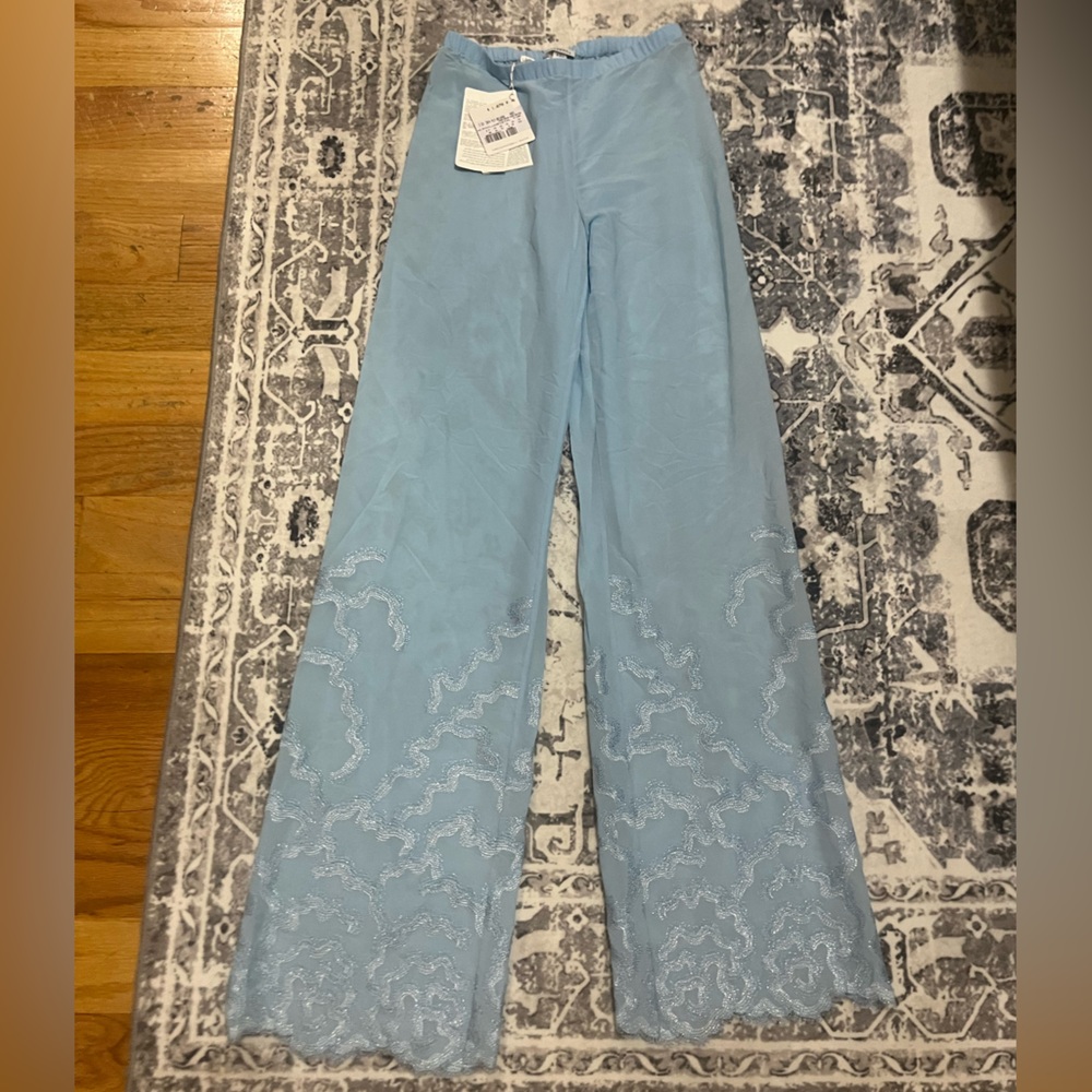 La Perla Blue and Silver Pajamas with Elegant Embroidery